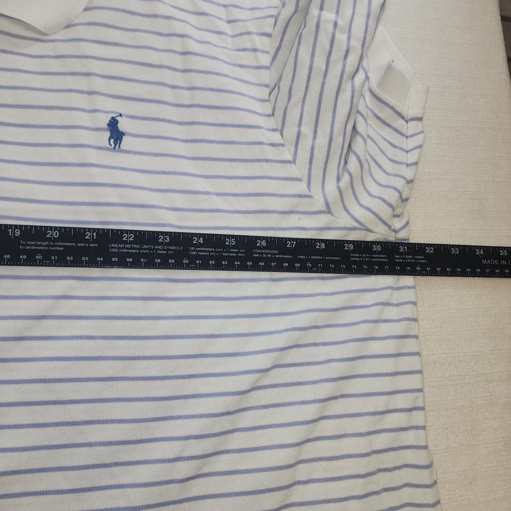 Polo Ralph Lauren Mens 4XLT Big/Tall Striped‎ Short Sleeve Polo Shirt Blue White
